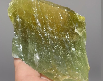 Green Banded Calcite Rough Crystal from Mexico, Beautiful Shades of Green Natural Calcite Raw Specimen, Lapidary Rock, Display Mineral