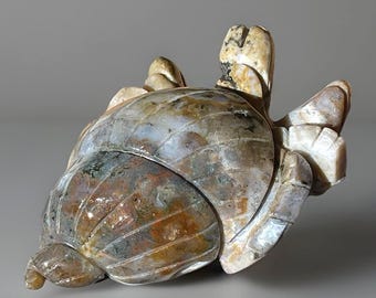 Orbicular Ocean Jasper Hermit Crab Sculpture, Collectors Madagascar Bubble Jasper Sea Creature Figurine (491)