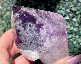 Natural Etched Amethyst Point with Phantom Snowflake Inclusions - Unique Purple Quartz Collections Crystal