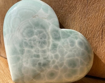 Larimar Polished Heart , Crystal Heart, Valentines Day Crystal Gifts, Dominican Republic Larimar Carvings