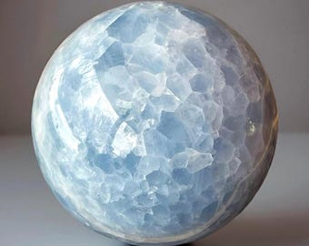 Blue Calcite XXL Statement Sphere, Sky Blue Calcite Polished Crystal Orb (40)