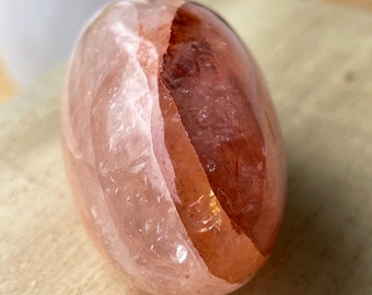 Red Fire Quartz Palmstone,  Ferruginous Quartz egg, Unique Natural Red Polished Crystal