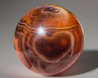 Carnelian Sardonyx Sphere with a Natural Heart - #464, Red Agate Unique Crystal Ball