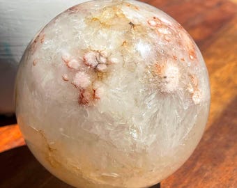 Flower Carnelian Agate in Quartz Large Sphere - Unique Statement Crystal Ball