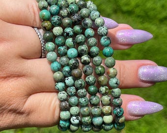 African Turquoise Beaded Bracelet - #6MM