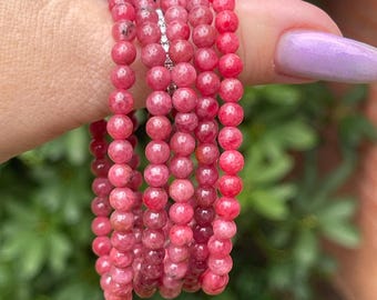 Rhodonite HQ Beaded Bracelet - 5MM Beads • Staking and Layering Jewelry
