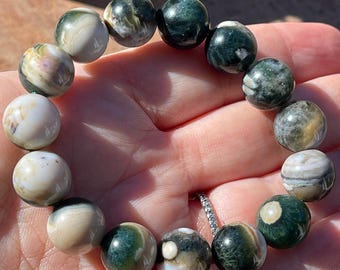 8th Vein Ocean Jasper Bracelet Big beads, Orbicular Ocean Jasper old stock collectors edition gift