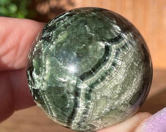 Seraphinite HQ Sphere with Beautiful Unique Patterns, AAA Grade Collector Edition Natural Crystals #81
