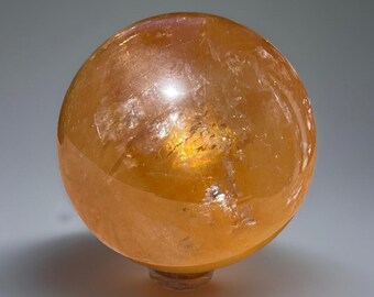 Optical Honey Calcite Big HQ Sphere with Rainbows and Star Flash - #45