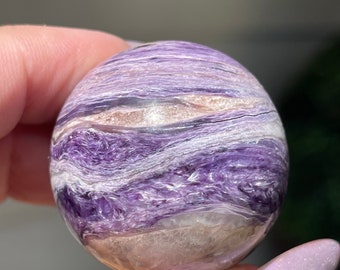 Charoite HQ Sphere with Chatoyancy and beautiful Purple Pink patterns - #98