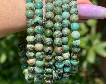 African Turquoise Beaded Bracelet - #6MM
