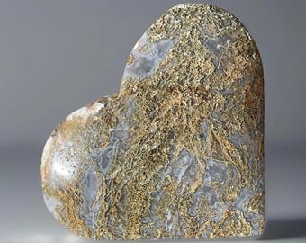 Scenic Moss Agate Crystal Heart: Agate and Chalcedony Carved Stone (16)