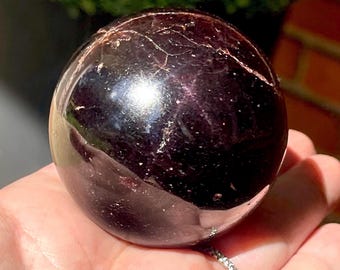 Garnet Star XL Sphere: Rare Collectible Crystal, Chatoyant Garnet Gemstone Ball