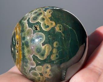 Kabamby Ocean Jasper Sphere, Natural Marovato Ocean Jasper, Green