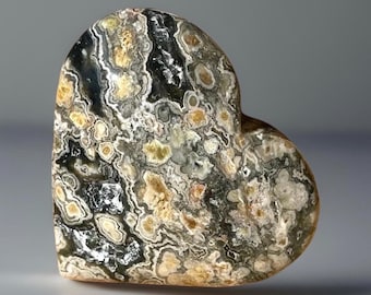 Ocean Jasper Heart - Orbicular Jasper Carving - Natural Madagascar Ocean Jasper Polished Crystal Heart