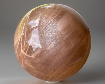 Peach Moonstone Sphere with Golden Confetti and Silver Flash , High Quality Natural Sphere , Sunstone Moonstone