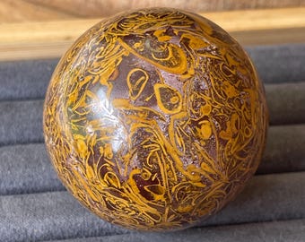 Calligraphy Stone Sphere, Polished Fossilized Crystal Orb - Unique natural stone ball 53mm