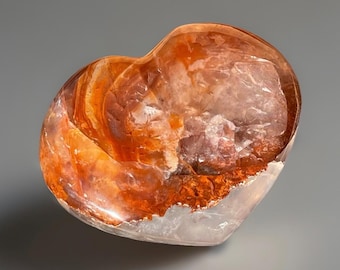 Stunning Fire Quartz XL Puffy Heart, Flashy Red Fire Quartz HQ Crystal, Ferruginous Quartz