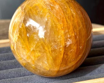 Ferruginous Quartz XL Sphere, Natural Golden Healer Quartz Crystal Ball, Crystals for Gifting & Collecting (439)