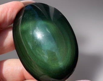 Emerald Green Velvet Obsidian Palmstone • Crystal Travel Rock FreeForm - #55