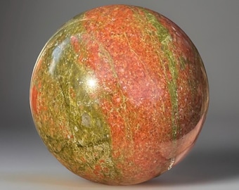 Unakite XXL Statement Sphere with Contrasting Reddish Pink & Green Color, Epidote Feldspar Quartz specimen, HQ  Unakite Crystal Ball
