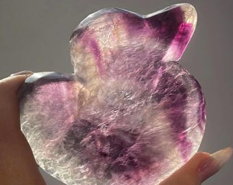 Fluorite Duck Bowl, Purple Fluorite trinket plate, Crystal Dish for Jewelry, Natural Minerals for the Home Decor
