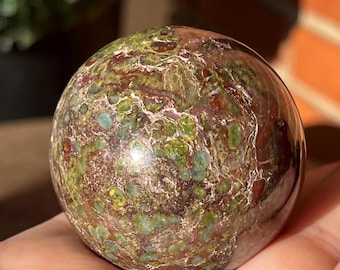 Dragon Blood Jasper sphere: Polished Orby Dragon's Blood Stone ball  (236)