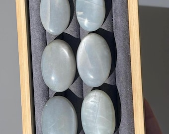 Sage Green Moonstone Palmstone, Silky Moonstone Polished Stone, Rare Crystal Find