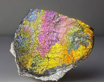 Iridescent Turgite Specimen: Rainbow Hematite Goethite Mineral From Chihuahua Mexico, Cabinet Size Display Specimen