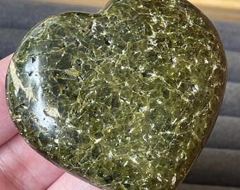 Green Tourmaline Heart: Sparky Large Crystal Puffy Heart