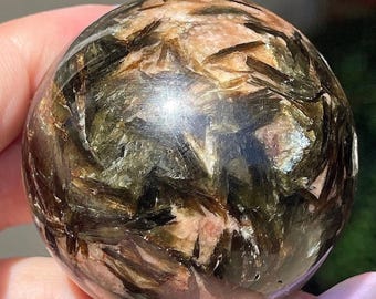 Green Lepidolite Mica in Quartz Sphere with UV Reactivity - #53