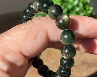 Gem Green Lepidolite sphere Bracelet with a Flash, Lepidolite Collector Grade Crystal, #11