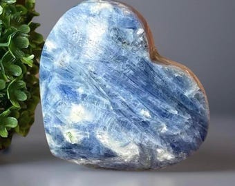 Blue Kyanite Heart, Throat Chakra, Natural Crystal Heart