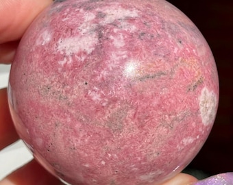 Peruvian Rhodonite High Quality Sphere, Natural Pink Crystal Ball (350)