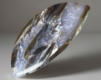 Blue Petrified Wood Freeform Flat Crystal: Rare Natural Collectors Rock, Lapidary Specimen Slice (301)