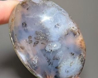 Grey Jelly Agate palmstone with Dendritic inclusions - Polished Pocket Crystal Gemstone (251)