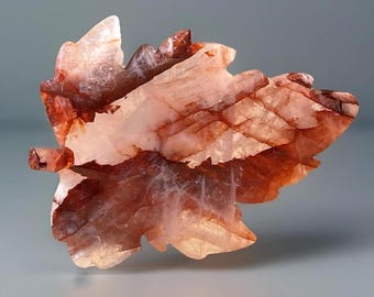 Fire Quartz Handcarved Crystal Fall Leaf: Xl Flashy and Full of Rainbows