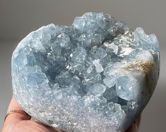 Celestite Cluster XXL Statement Heart - Beautiful Crystal Blue
