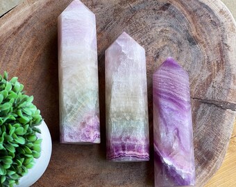 Silky Fluorite Tower , Large Silk Fluorite Point , Lavender Fluorite , XL Fluorite Point