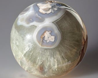 Prasiolite Flower Agate Sphere - Green Amethyst Crystal Ball