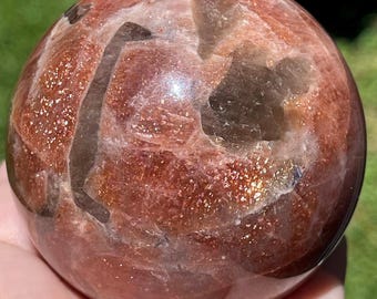 Arusha Sunstone XXL Sphere, Rainbow Confetti Sunstone, Rare Collector’s Crystals, Huge Rainbow Arusha Sphere