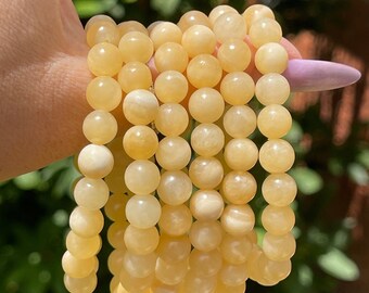 Orange Calcite Crystal Bracelet- 8mm Beads