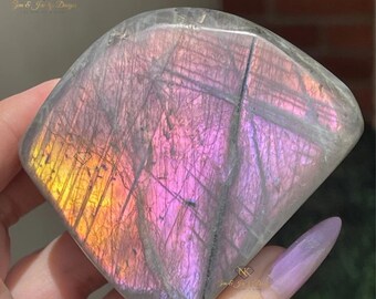 Labradorite Freeform with Amazing Sunset Orange Pink Purple Flash