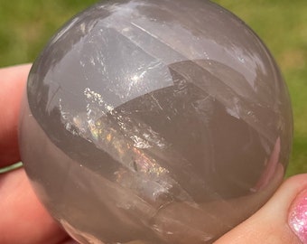 Star Blue Rose Quartz Sphere , HQ Rainbow Madagascar Rose Quartz