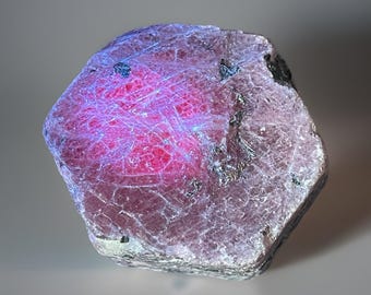 Natural Ruby Record Keeper Crystal Specimen, Untreated Ruby Rough, 878.55 ctw Hexagon Raw Corundum Black Mica Specimen