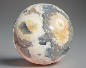 Stunning Fluorite in Barite Statement Sphere (430): Blue White Fluorite XXL Crystal Orb