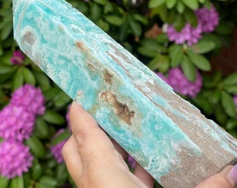 Caribbean calcite Statement Crystal Tower - 8.2 inches
