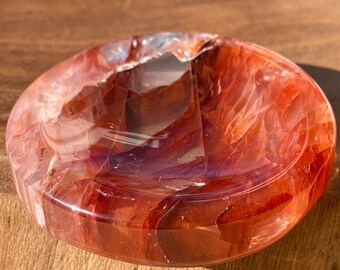 Rainbow Flash Fire Quartz Bowl | Red Fire Quartz Slice | AAA grade Crystals | Crystal Gifts, Home decor | ferruginous Quartz