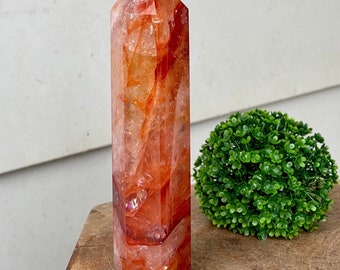 Fire Quartz Big Tower with Flash and Incredible Rainbows, Collectors Edition Red ferruginous Quartz HQ XL Point AAA grade, #71