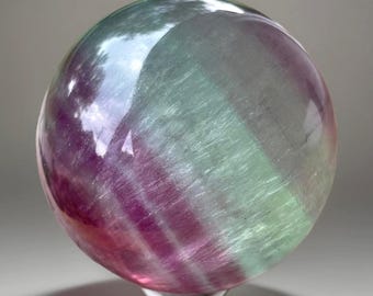Candy Fluorite HQ Sphere , Blue Pink Banded Fluorite Ball, Crystal Orb